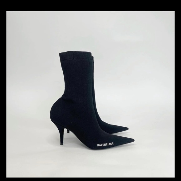 Balenciaga Logo black knit ankle boots - Picture 5 of 10
